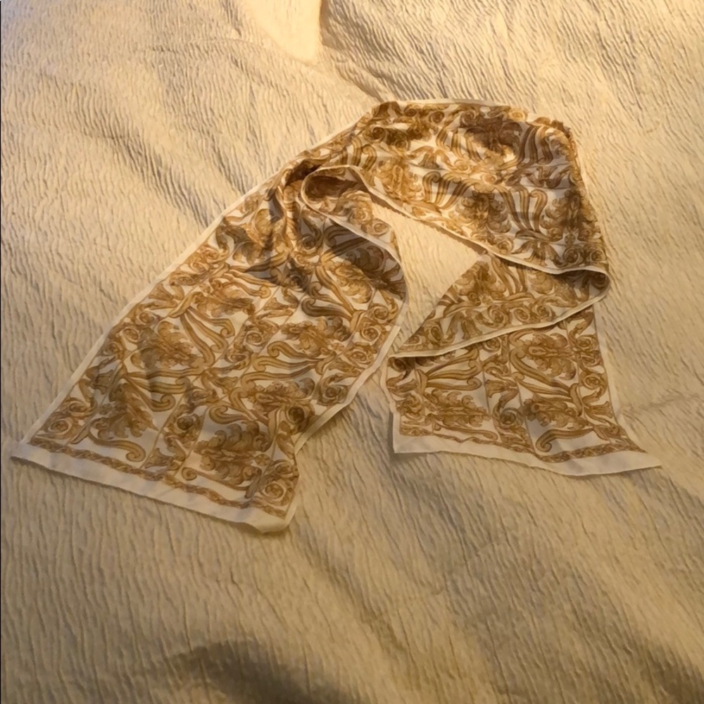 Echo silk gold and white patterned scarf